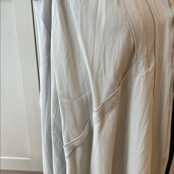 All Saints Lewis Lew Light Gray 100% silk black zip front Sleeveless Mini Dress - Picture 6 of 12